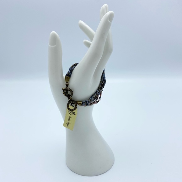 NEW Premier Designs Allegro Peacock Color Seed Bead Multi Strand Crystal Toggle - Picture 12 of 13